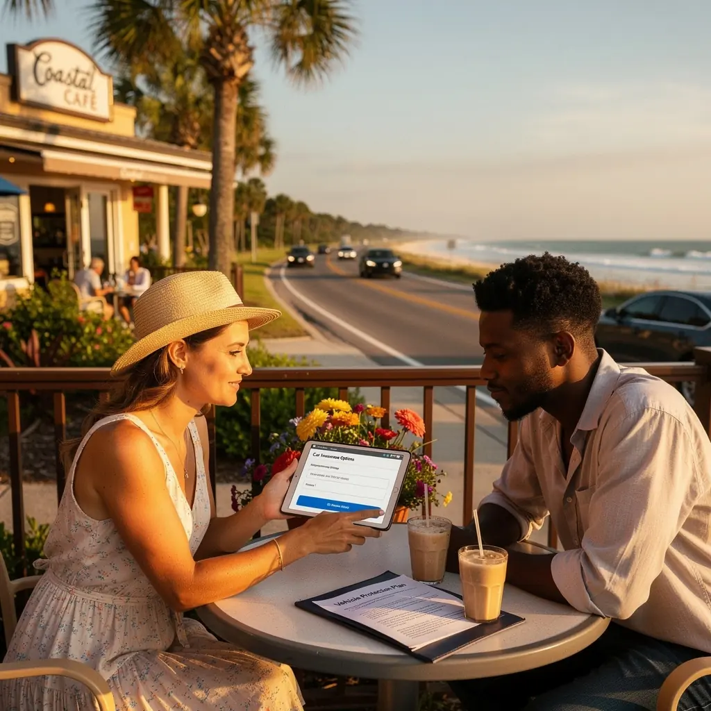 Сотрудник компании помогает клиенту с оформлением страховки.